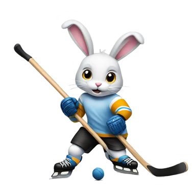 Bunny playing hockey sticker