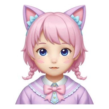 Shiny Blushing Cute Kawaii Beautiful Pastel Lolita Anime Catman Trending Style Cottagecore Pastelcore  sticker