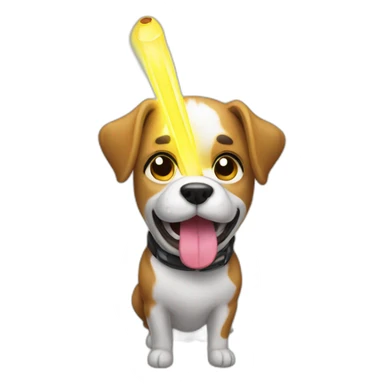 dog holding lightsticks sticker