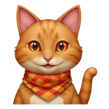 Cat smiling and giving thumbs up, wearing red Checkered Triangle scarf sticker