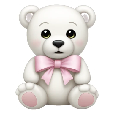 White teddy bear with light pink bow sticker