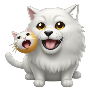 Una bomba con un gato peleando con un perro encima de la bomba sticker