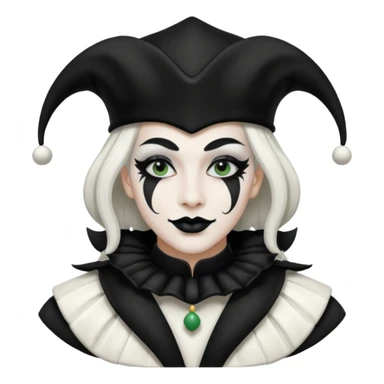 make a black and white jester uniform with white makeup and black lipstick sticker