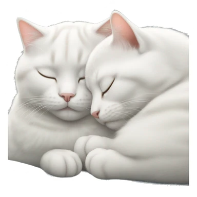 two white cats sleeping curled up next to each other sticker