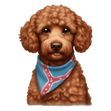 Red brown poodle mix dog with bandanna  sticker