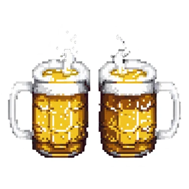 two beer mugs clinking together in a toast sticker