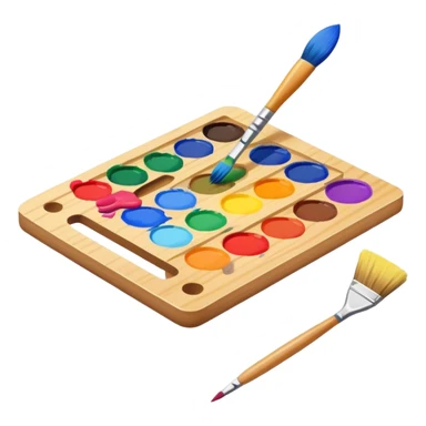 paint palette and brush, isometric view sticker
