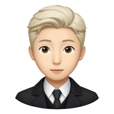 Kim namjoon  wearing black coat ,white shirt in formal way sticker