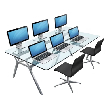 media agency, table with laptops sticker