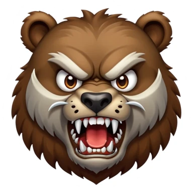 angry werebear with roaring with claws out sticker