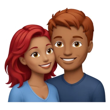 kissy face between brown hair man and redhead woman sticker