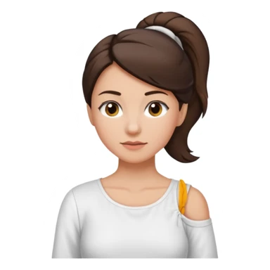 mom tie her brunette hair low and put on one side of shoulder  sticker