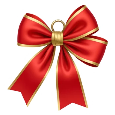 Red christmas bow with gold sticker