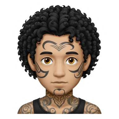 man curly hair and face tattoo sticker