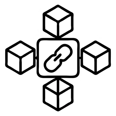 blockchain technology icon, geometric, clean lines, tech-inspired sticker