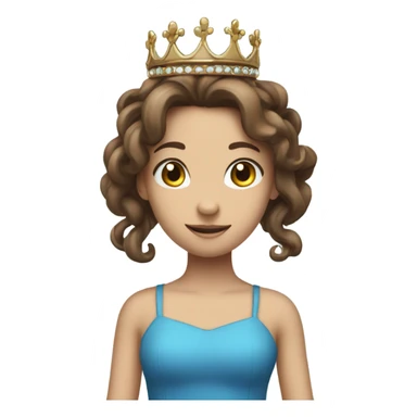 Girl with brown hair and blue dress and tentacles on her back and a tiara on her head sticker