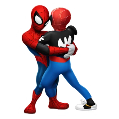  Spider-man hugging with mickey mouse sticker