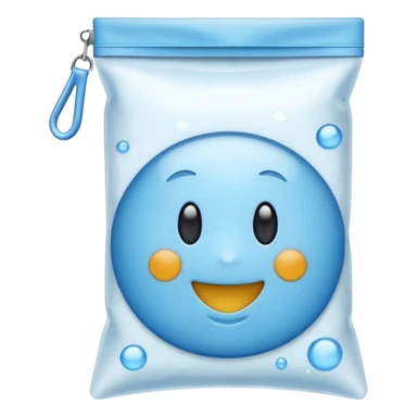 resealable freezer bag, transparent, air inside, zipper seal, soft folds, light blue or clear, frosted, no food, label, or branding, soft lighting, emoji scale sticker