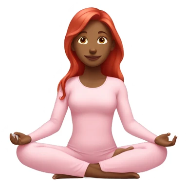 girl with long red hair in a baby pink outfit doing yoga sticker