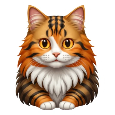 A long haired tabby cat with a white chest and white paws, sticker