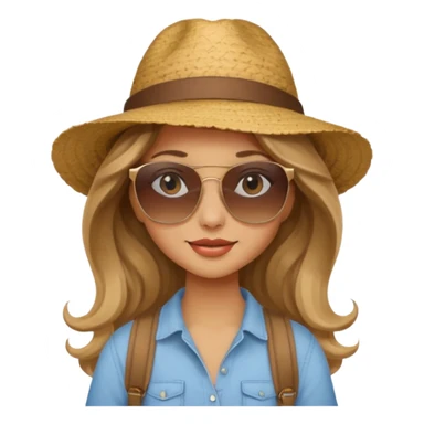 Girl with long light brown/dark blonde wavy hair who likes to travel sticker
