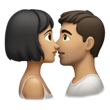 Male and female couple kissing. Both have short, dark brown hair sticker