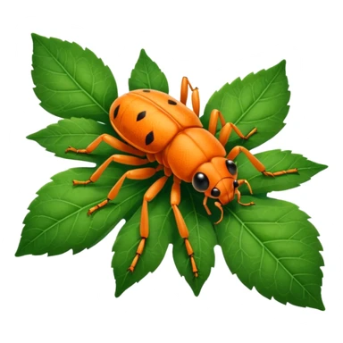 cute orange bug on leaf sticker