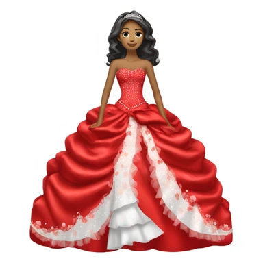 red quinceañera dress￼ sticker
