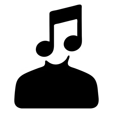 silhouette vector of a man with a music note for a head, solid black icon style sticker