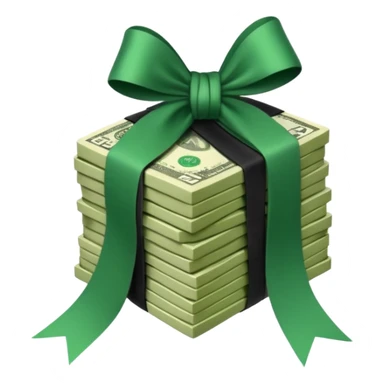 stack of money with black ribbon sticker
