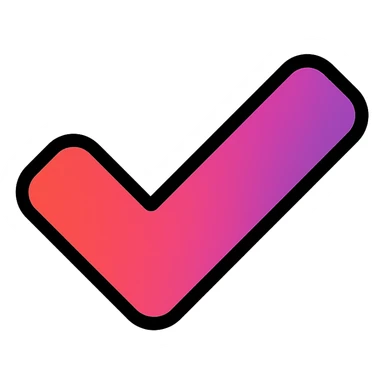 modern checkmark with red to violet gradient, color icon style sticker