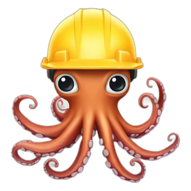 octopus avec casque de chantier qui tient des outils sticker