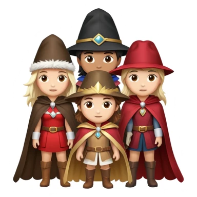 3 girls and 1 guy as the 4 musketeers with feathered hats and capes sticker