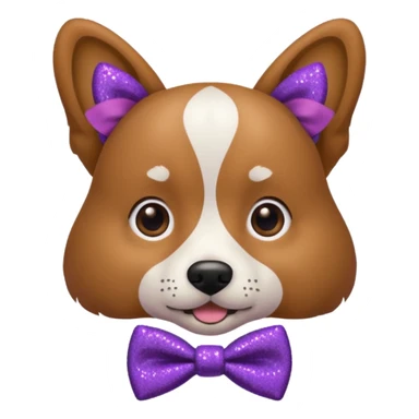 Cachorro adulto com gravata roxa com glitter sticker