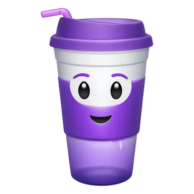 ios styrofoam cup with purple liquid inside no straw sticker