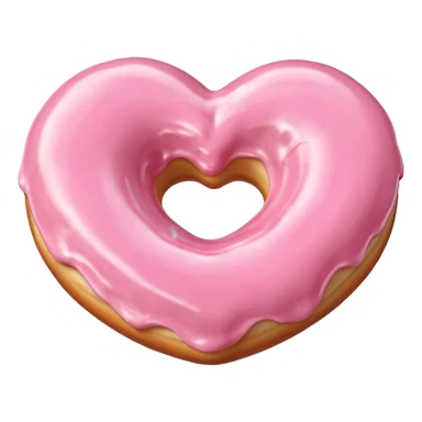 Realistic isolated heart shaped donut with pale pink frosting. sticker