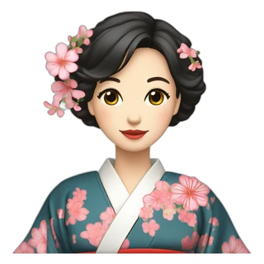 Un kimono court et fleuri  sticker