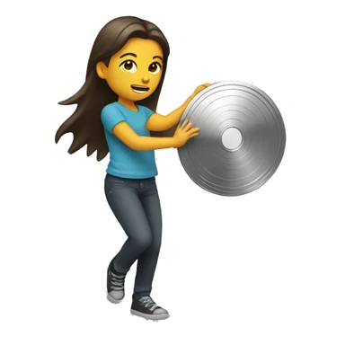 Girl throwing a metal disc sticker