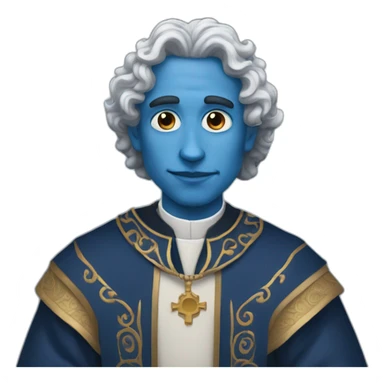 Clergyman with blue skin and dark blue long curly hair sticker