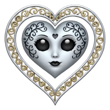 emo heart with full moon and silver filigree sticker