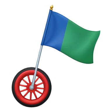 Emoji drapeau moitié à la verticale bleu en haut vert en bas avec une roue rouge au millieu  roue en plein millieu du drapeau sticker