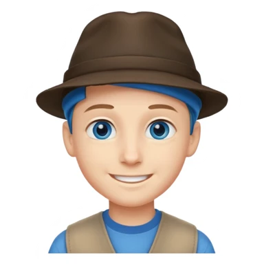 smiling boy in stylish hat with blue eyes  sticker