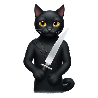 Black cat with knife sticker
