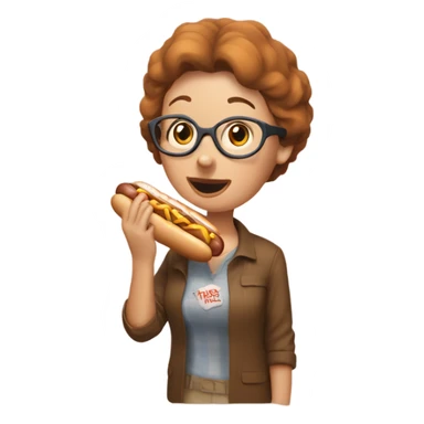 nancy gribble eating a hot dog sticker