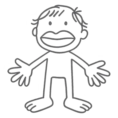 hand-drawn outlined human with big lips, hands, and feet sticker