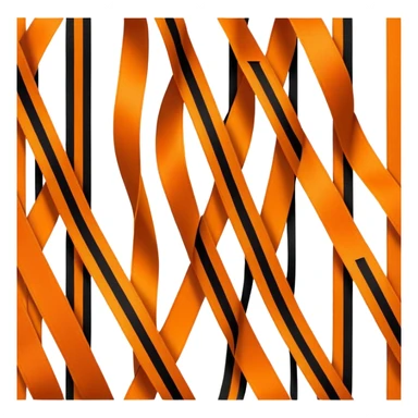 6 vertical stripes orange and black ribbon sticker