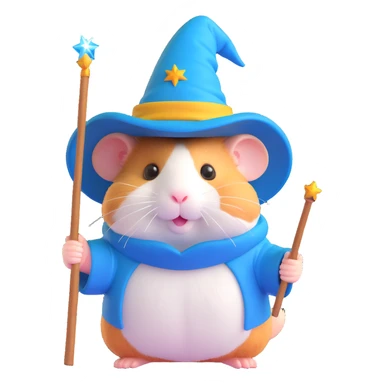 A magical hamster with a wizard hat and wand sticker