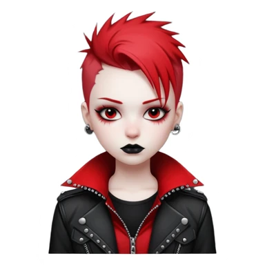 A cool urban punky gothic badass edgy black white and red styled outfit (aesthetic, clothes, clothing, loose object, apparel)  sticker