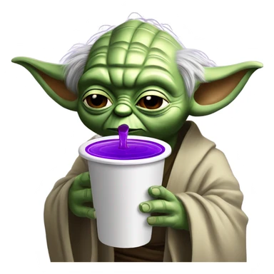 Yoda drinking purple juice in a styrofoam cup ￼ sticker