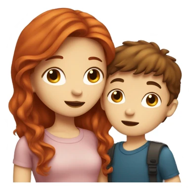 Red hair girl kissing brown haired boy sticker